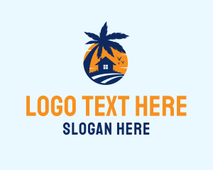 Resort - Tropical Sunrise House logo design