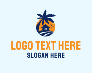 Coconut Tree - Tropical Sunrise House logo design