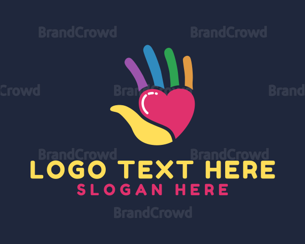 Colorful Hand Heart Logo