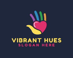 Colorful Hand Heart logo design