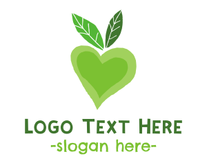 Vegan - Green Heart Fruit logo design