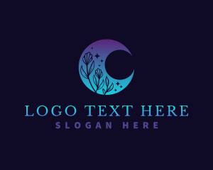 Moonlight - Crescent Moon Flower logo design