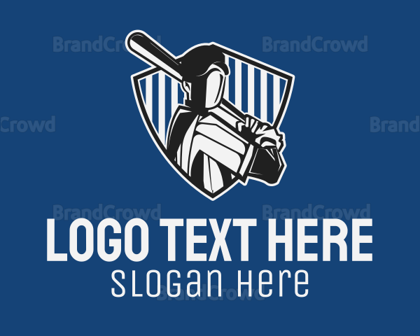 Baseball Player Badge Logo