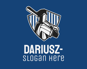 Baseball Player Badge Logo