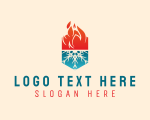 Heating - Snowflake Flame Hexagon logo design