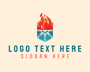 Heating Cooling - Snowflake Flame Hexagon logo design