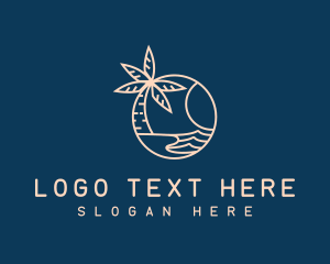 Surfer - Beach Palm Tree logo design