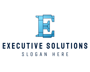 Modern E Outline logo design