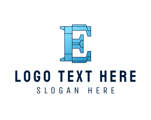 Text - Modern E Outline logo design