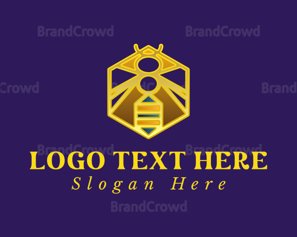 Golden Hexagon Bee Logo