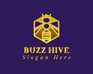 Golden Hexagon Bee logo design