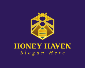 Golden Hexagon Bee logo design