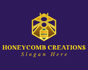 Golden Hexagon Bee logo design