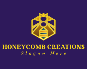 Beeswax - Golden Hexagon Bee logo design