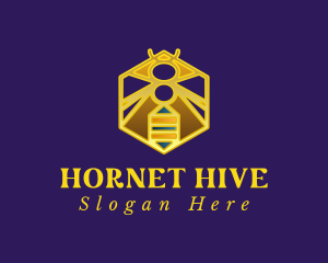 Hornet - Golden Hexagon Bee logo design