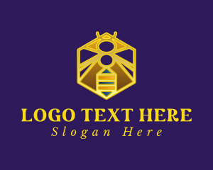 Golden Hexagon Bee Logo