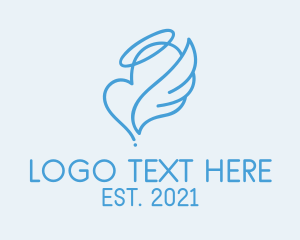 Angel - Blue Angel Heart Halo logo design