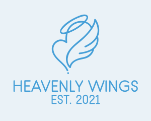 Angel - Blue Angel Heart Halo logo design