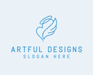 Blue Angel Heart Halo logo design