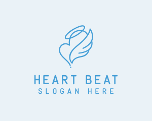 Blue Angel Heart Halo logo design