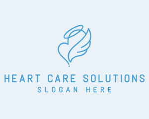 Blue Angel Heart Halo logo design