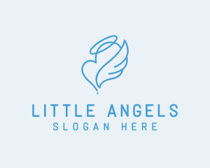 Blue Angel Heart Halo logo design