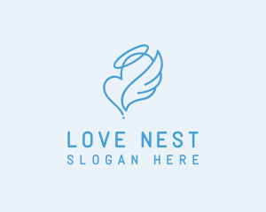 Valentines - Blue Angel Heart Halo logo design