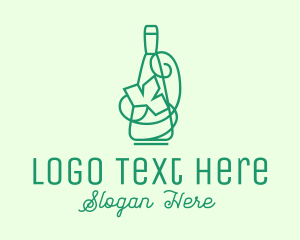 Bartending - Minimalist Wine Vine Bottle logo design