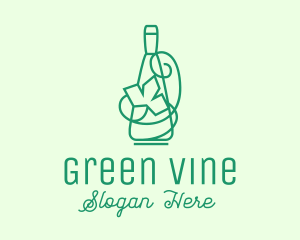 Minimalist Wine Vine Bottle logo design