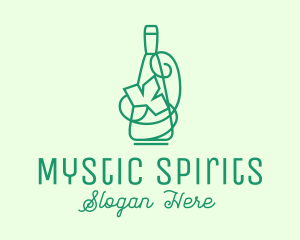 Minimalist Wine Vine Bottle logo design