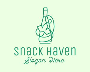 Minimalist Wine Vine Bottle logo design