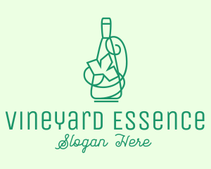 Minimalist Wine Vine Bottle logo design