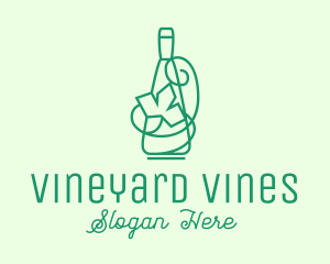 Minimalist Wine Vine Bottle logo design