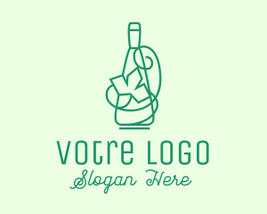 Bistro - Minimalist Wine Vine Bottle logo design