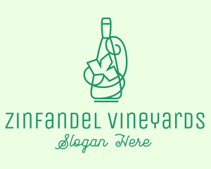 Zinfandel - Minimalist Wine Vine Bottle logo design