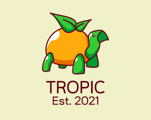 Tropical Orange Turtle  logo design