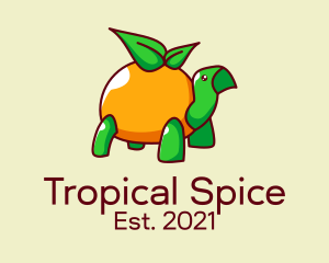 Tropical Orange Turtle  logo design