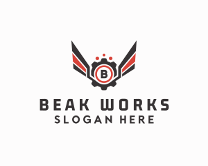 Mechanical Cog Wings Mechanic logo design