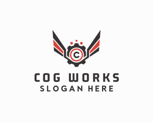 Mechanical Cog Wings Mechanic logo design