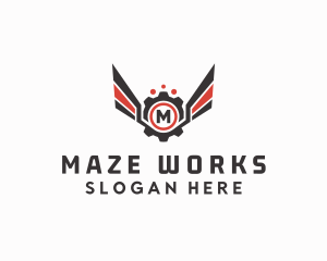 Mechanical Cog Wings Mechanic logo design