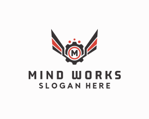 Mechanical Cog Wings Mechanic logo design