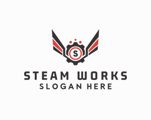 Mechanical Cog Wings Mechanic logo design