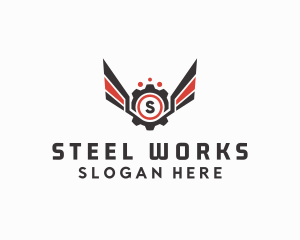 Mechanical Cog Wings Mechanic logo design