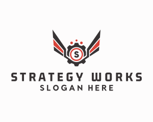 Mechanical Cog Wings Mechanic logo design