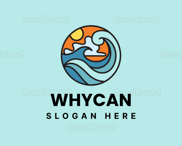 Beach Vacation Wave Logo
