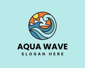 Beach Vacation Wave logo design