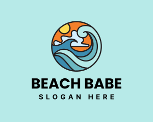 Beach Vacation Wave logo design