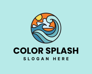 Beach Vacation Wave logo design