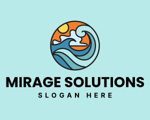 Mirage - Beach Vacation Wave logo design