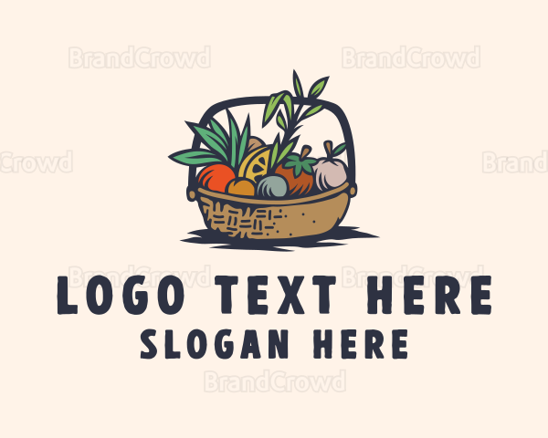 Fruit Vegetable Basket Grocery Logo